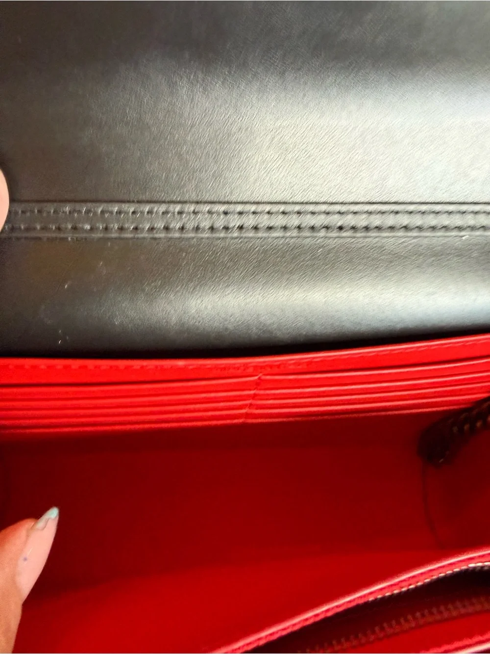Christian Louboutin Black Patent Croc-Embossed Studded Wallet on chain 3 way bag
